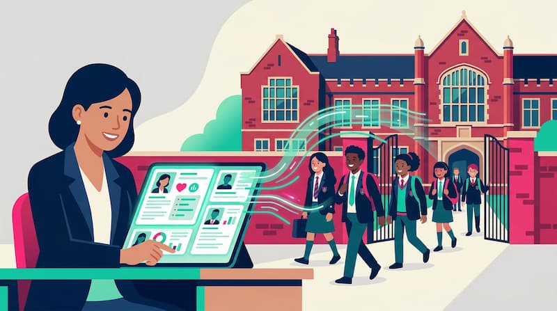 Secondary school teacher reviewing incoming Year 7 pupil profiles